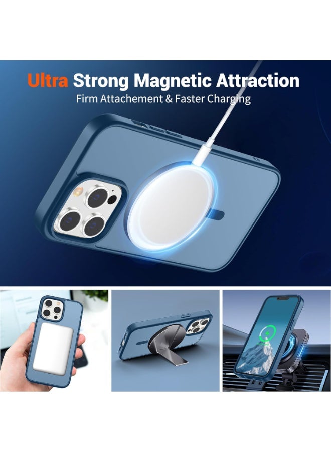 ACLIX Matte Magnetic case for iPhone 13 Pro, High Grade Drop Protection with Shockproof Strip, Translucent Matte Back Phone Case | Dark Blue - Image 3